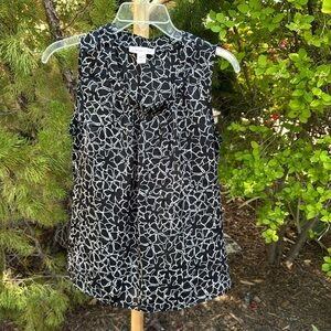 CLOSET CLEAROUT Coldwater Creek Black & White Floral Sleeveless Blouse XS